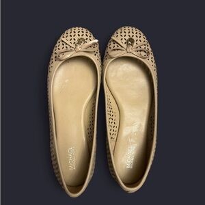MICHAEL Michael Kors Cream Laser-Cut Ballet Flats with Bow